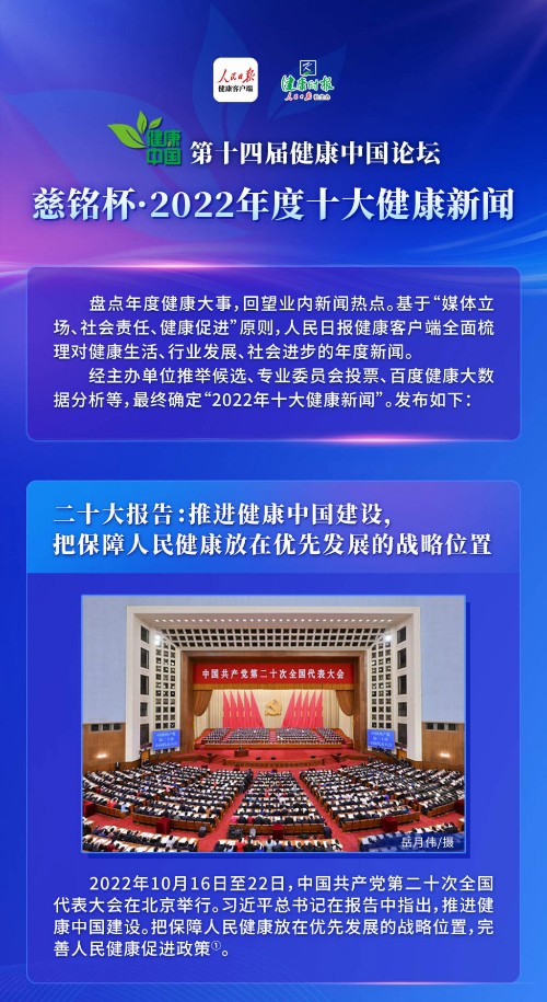 “第十四届健康中国论坛——慈铭杯·2022十大健康新闻”发布,引国人关注!